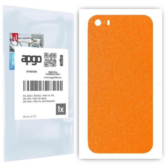 Folia naklejka skórka strukturalna na TYŁ do Apple iPhone SE (2016 pierwszy model) -  Pomarańczowy Pastel Matowy Chropowaty Baranek - apgo SKINS apgo