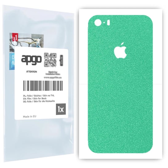 Folia naklejka skórka strukturalna na TYŁ do Apple iPhone SE (2016 pierwszy model) -  Seledynowy Pastel Matowy Chropowaty Baranek - apgo SKINS apgo
