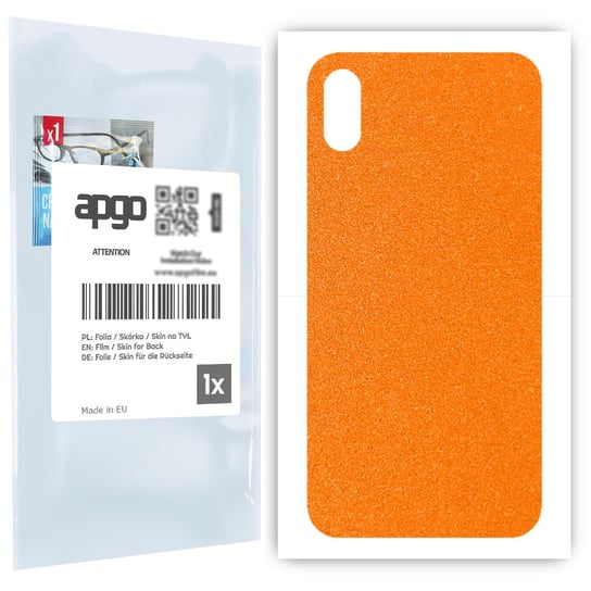 Folia naklejka skórka strukturalna na TYŁ do Apple iPhone X -  Pomarańczowy Pastel Matowy Chropowaty Baranek - apgo SKINS apgo