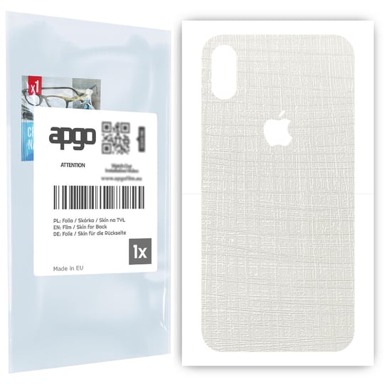 Folia naklejka skórka strukturalna na TYŁ do Apple iPhone X -  Tkanina Biała - apgo SKINS apgo