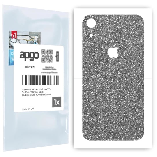 Folia naklejka skórka strukturalna na TYŁ do Apple iPhone XR -  Brokat Srebrny - apgo SKINS apgo
