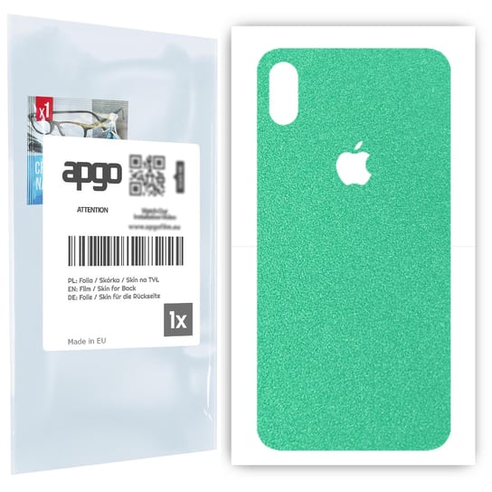 Folia naklejka skórka strukturalna na TYŁ do Apple iPhone XS Max -  Seledynowy Pastel Matowy Chropowaty Baranek - apgo SKINS apgo