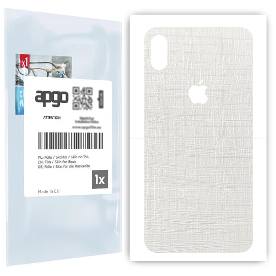 Folia naklejka skórka strukturalna na TYŁ do Apple iPhone XS Max -  Tkanina Biała - apgo SKINS apgo