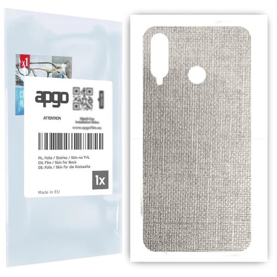 Folia naklejka skórka strukturalna na TYŁ do Huawei P30 lite New Edition -  Tkanina Denim Szary - apgo SKINS apgo