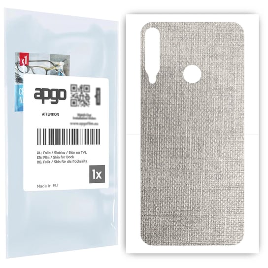 Folia naklejka skórka strukturalna na TYŁ do Huawei P40 lite E -  Tkanina Denim Szary - apgo SKINS apgo