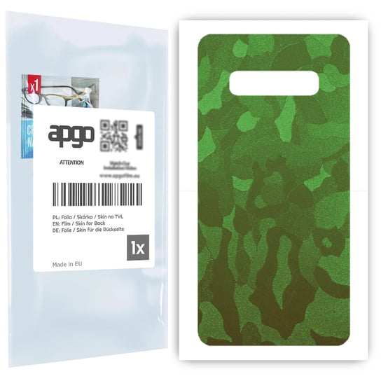 Folia naklejka skórka strukturalna na TYŁ do Samsung Galaxy S10+ -  Moro | Camo Zielony - apgo SKINS apgo