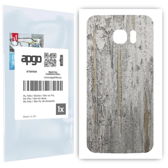 Folia naklejka skórka strukturalna na TYŁ do Samsung Galaxy S7 edge -  Beton Złote Paski - apgo SKINS apgo