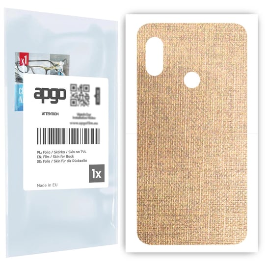 Folia naklejka skórka strukturalna na TYŁ do Xiaomi Mi A2 Lite (Redmi 6 Pro) -  Tkanina Denim Beżowy - apgo SKINS apgo