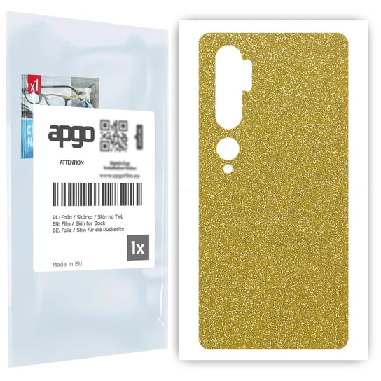 Folia naklejka skórka strukturalna na TYŁ do Xiaomi Mi Note 10 Pro -  Brokat Złoty - apgo SKINS apgo