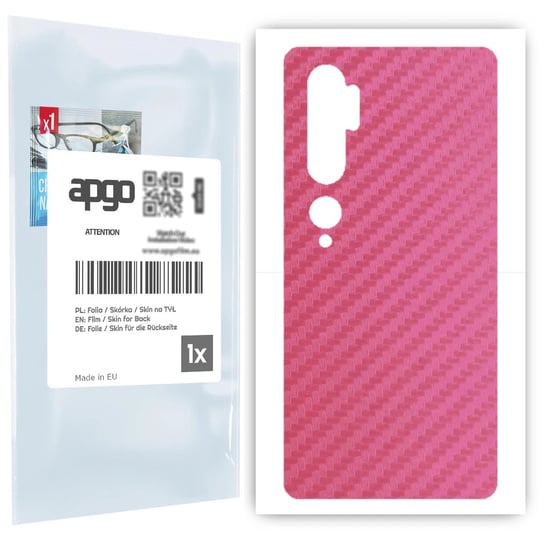 Folia naklejka skórka strukturalna na TYŁ do Xiaomi Mi Note 10 Pro -  Carbon Różowy - apgo SKINS apgo