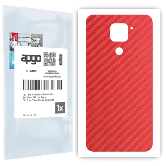 Folia naklejka skórka strukturalna na TYŁ do Xiaomi Redmi Note 9 -  Carbon Czerwony - apgo SKINS apgo