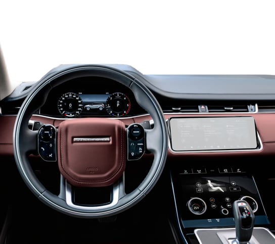 Folia ochronna nawigacji, Duragon, Land Rover Range Rover Evoque 2018-2023, dla wyświetlacza nawigacji, przezroczysty silikon, zestaw montażowy Land Rover