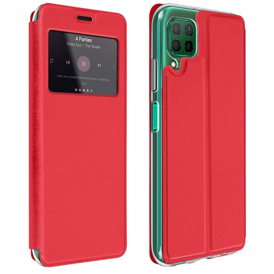 Folio Etui z okienkiem do Huawei P40 Lite z uchwytem na kartę Stojak na wideo — czerwony Avizar
