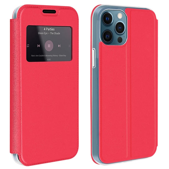 Folio iPhone 12 Pro Max Etui z okienkiem z uchwytem na kartę Stojak wideo — czerwony Avizar