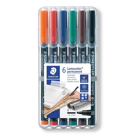 Foliopisy kolorowe 6 szt permanentne B Lumocolor Staedtler Staedtler