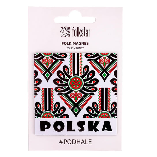 Folkowy magnes na lodówkę z wzorem inspirowanym haftem góralskim - parzenicą Folkstar