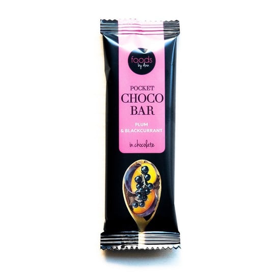 Foods by Ann, baton pocket choco bar śliwka & czarna porzeczka w czekoladzie, 35g Foods by Ann