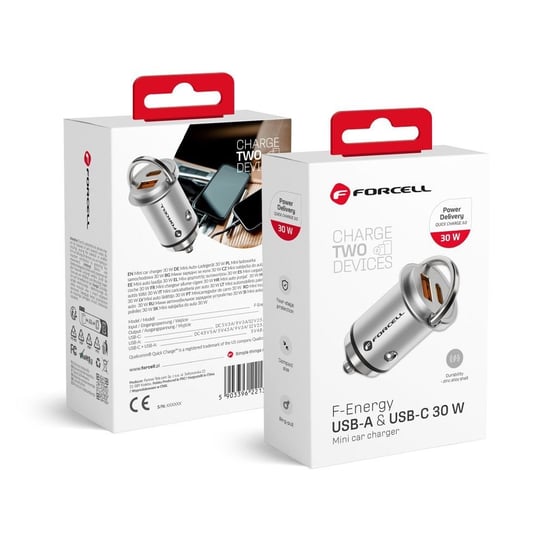 FORCELL F-ENERGY Mini ładowarka samochodowa Typ C PD30W + USB QC3.0 Inna marka