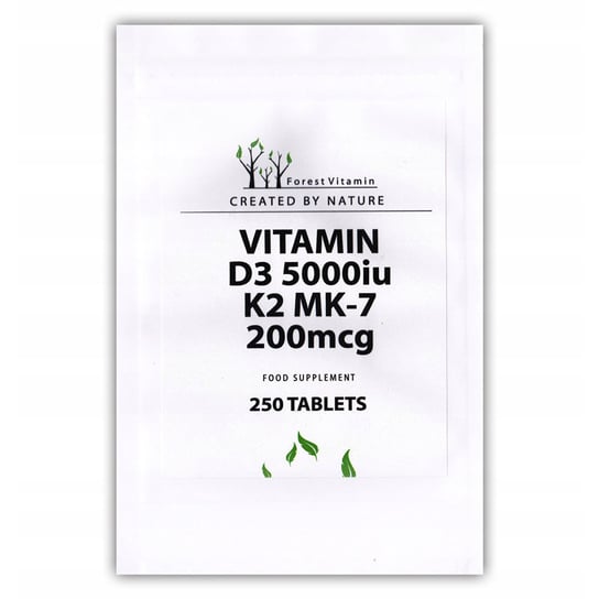 Forest Vitamin Vitamin D3 5000Iu K2 Mk-7 200Mcg Suplement diety, 250Tabs Forest Vitamin