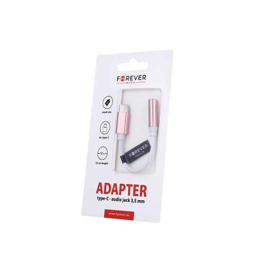 Forever, adapter audio USB-C - jack 3,5mm różowy Forever