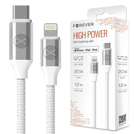 Forever kabel MFI USB-C - Lightning 1,2 m 3A 20W WHP12321 Forever