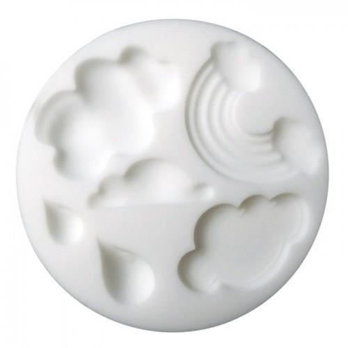 Forma silikonowa do wykonania 5 dekoracyjnych figurek z motywem chmur: chmurki, tęczy i kropel wody Inna marka