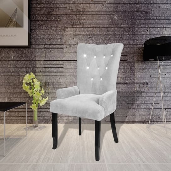 Fotel aksamitny z drewnianą ramą vidaXL, srebrny,54x56x106 cm vidaXL