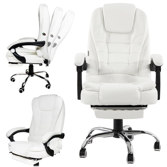 Fotel biurowy Artnico Elgo 3.0 biały podnóżek masażer ARTNICO