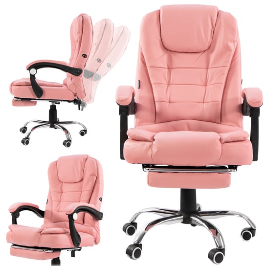 Fotel biurowy Artnico Elgo 3.0 różowy podnóżek masażer ARTNICO