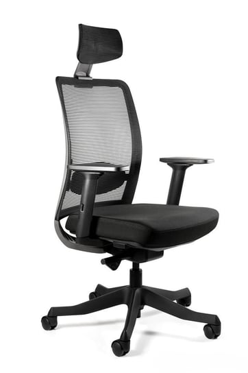 Fotel biurowy, ergonomiczny, Anggun, skóra naturalna, czarny Unique