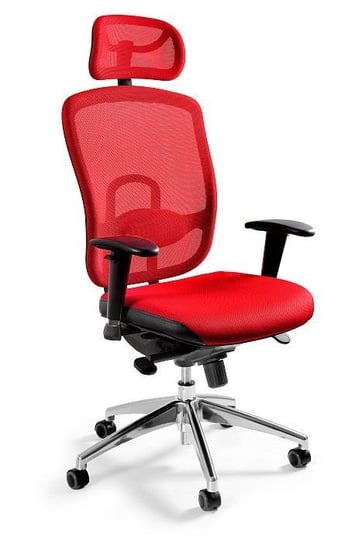 Fotel biurowy, ergonomiczny, mikrosiatka, Vip, czerwony Unique