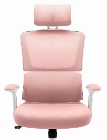 Fotel biurowy ergonomiczny obrotowy Hell's Chair HC- 1011 Pink Różowy Biały TKANINA Hells
