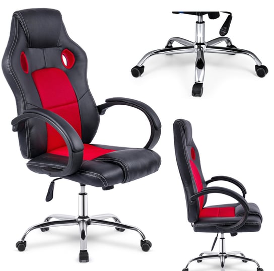 Fotel biurowy gamingowy kubełkowy PRO Racer DS - czarno/czerwony MebloweLove