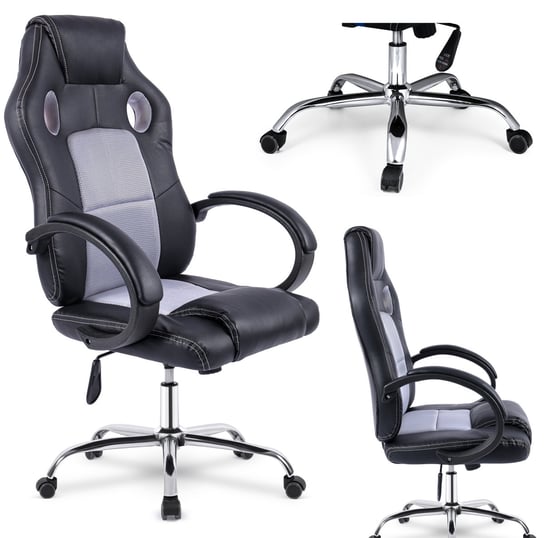Fotel biurowy gamingowy kubełkowy PRO Racer DS - czarno/szary MebloweLove