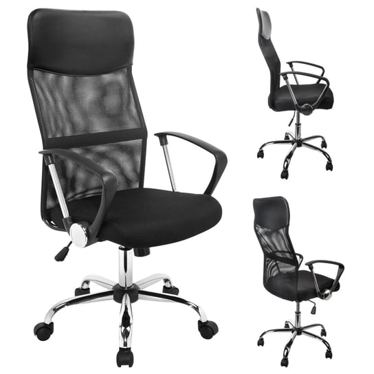 Fotel biurowy HI, czarno-stalowy, 57x57x116 cm HI
