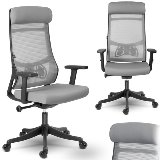 Fotel biurowy krzesło biurowe obrotowe mikrosiatka szary Sofotel Brema SOFOTEL