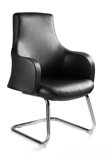 Fotel biurowy, krzesło, Blossom Skid, ekoskóra, czarny Unique
