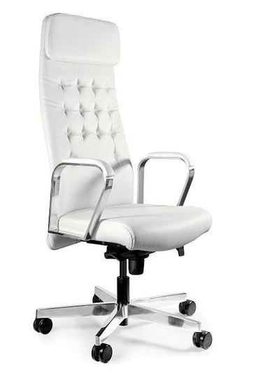 Fotel biurowy, obrotowy, Ares, skóra naturalna, biały Unique
