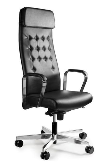 Fotel biurowy, obrotowy, Ares, skóra naturalna, czarny Unique