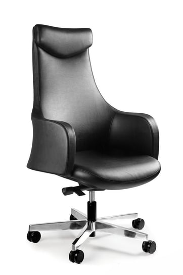 Fotel biurowy, obrotowy, Blossom, skóra naturalna, czarny Unique