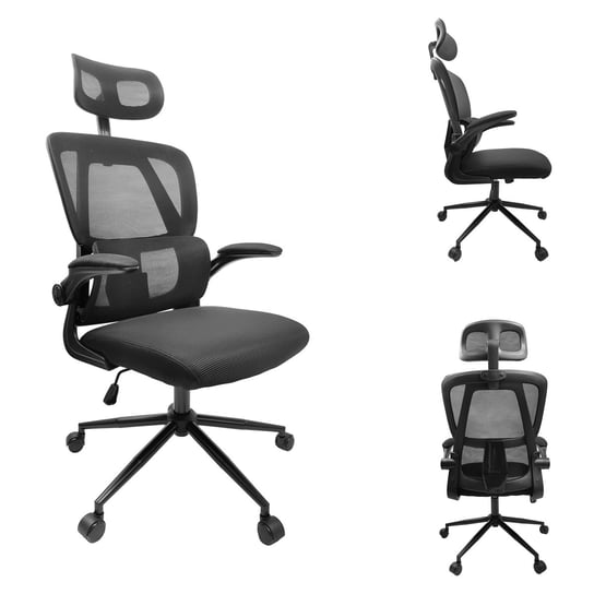 Fotel Biurowy Obrotowy Krzesło Biurowe Do Pracy Komputerowy Kg102 Czarny Kontrast