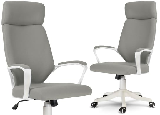 Fotel biurowy obrotowy krzesło biurowe ergonomiczne SOFOTEL Nostro+, biało-szary, 119x68 cm SOFOTEL