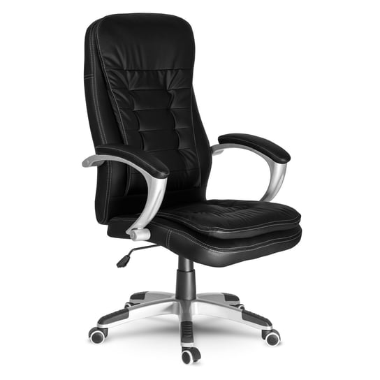 Fotel biurowy obrotowy krzesło biurowe komfortowe skóra SOFOTEL Toronto, czarny, 127x66 cm SOFOTEL