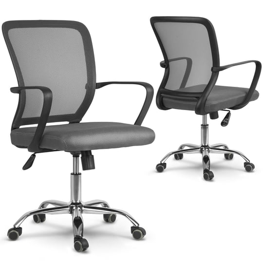 Fotel biurowy obrotowy krzesło biurowe mikrosiatka SOFOTEL Diran, szary, 97x56x56 cm SOFOTEL