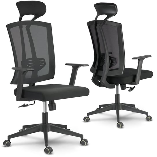 Fotel biurowy obrotowy, krzesło biurowe mikrosiatka SOFOTEL Karun, czarny, 125x66x66 cm SOFOTEL