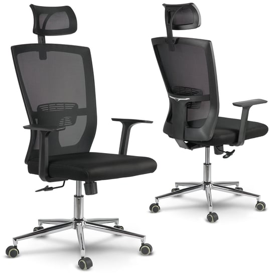 Fotel biurowy obrotowy krzesło biurowe mikrosiatka SOFOTEL Rimo, czarny, 131x66x66 cm SOFOTEL