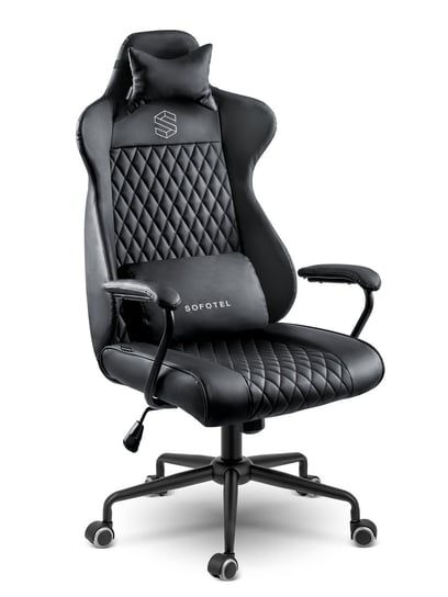 Fotel biurowy obrotowy krzesło biurowe skórzane Sofotel Werona czarny SOFOTEL