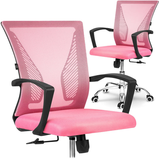 Fotel biurowy obrotowy krzesło biurowe z mikrosiatki Gontia różowy Sofotel SOFOTEL