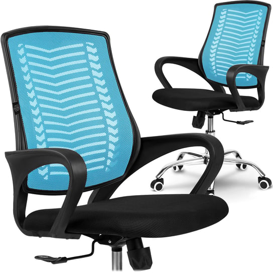 Fotel biurowy obrotowy krzesło biurowe z mikrosiatki Sofotel Denar niebieski SOFOTEL