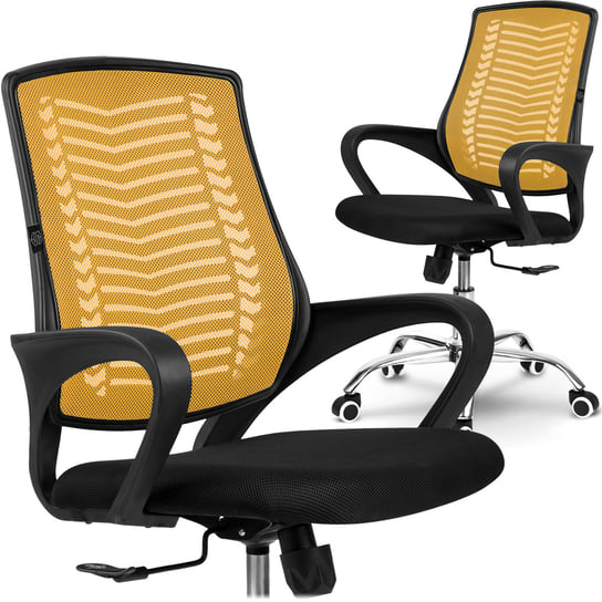 Fotel biurowy obrotowy krzesło biurowe z mikrosiatki Sofotel Denar pomarańczowy SOFOTEL